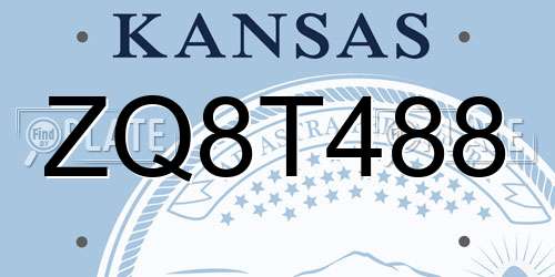 ZQ8T488 Kansas License Plate