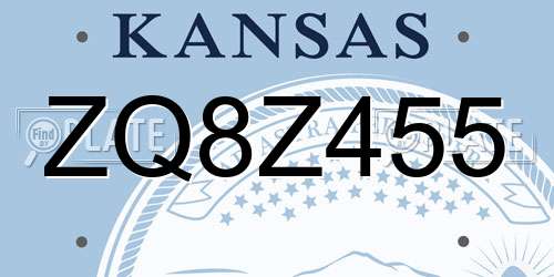 ZQ8Z455 Kansas License Plate