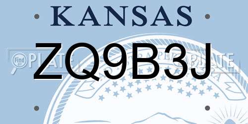 ZQ9B3J Kansas License Plate