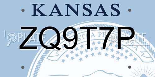 ZQ9T7P Kansas License Plate