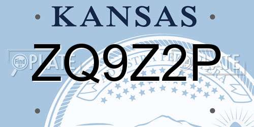 ZQ9Z2P Kansas License Plate