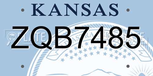 ZQB7485 Kansas License Plate