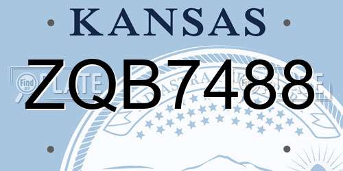 ZQB7488 Kansas License Plate