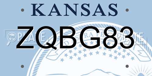 ZQBG83 Kansas License Plate