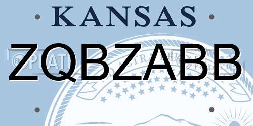 ZQBZABB Kansas License Plate
