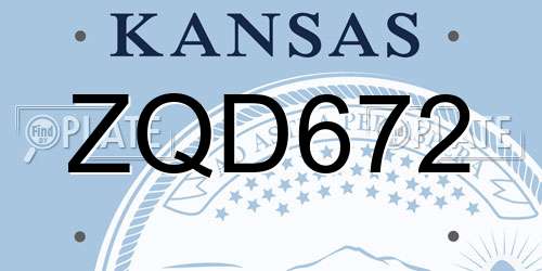 ZQD672 Kansas License Plate