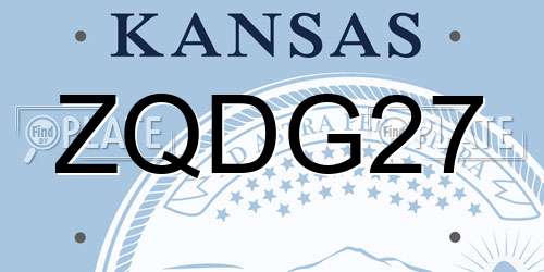 ZQDG27 Kansas License Plate