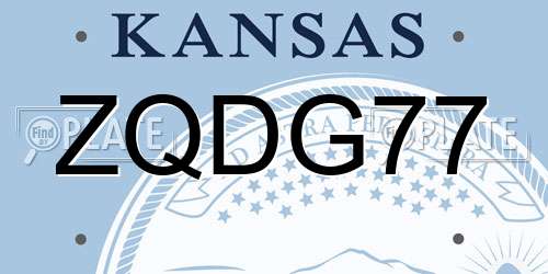 ZQDG77 Kansas License Plate