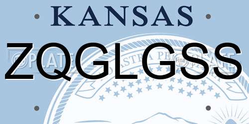 ZQGLGSS Kansas License Plate