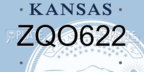 ZQO622 Kansas License Plate