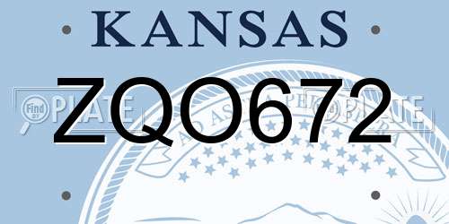ZQO672 Kansas License Plate