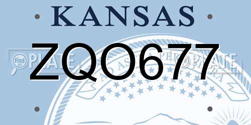 ZQO677 Kansas License Plate