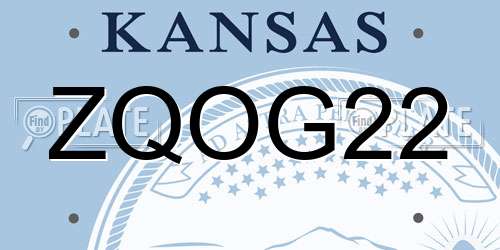 ZQOG22 Kansas License Plate