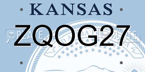 ZQOG27 Kansas License Plate