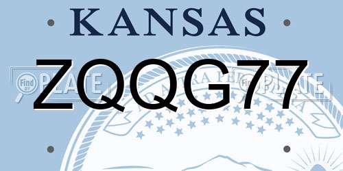 ZQQG77 Kansas License Plate