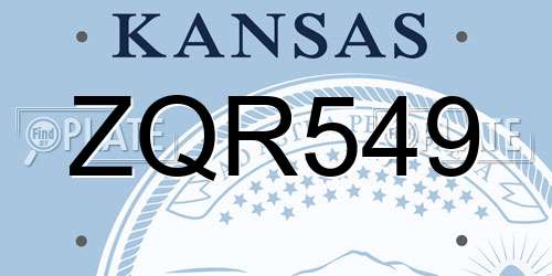 ZQR549 Kansas License Plate