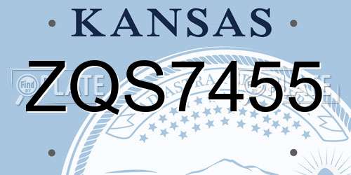 ZQS7455 Kansas License Plate