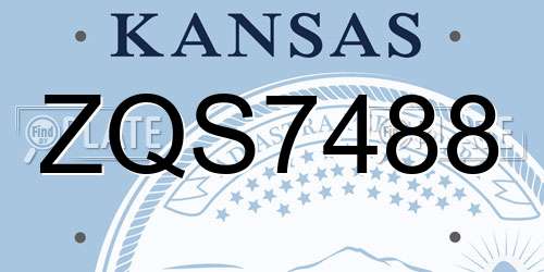 ZQS7488 Kansas License Plate