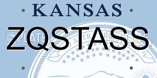 ZQSTASS Kansas License Plate