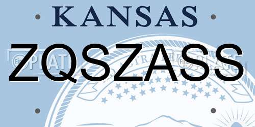 ZQSZASS Kansas License Plate