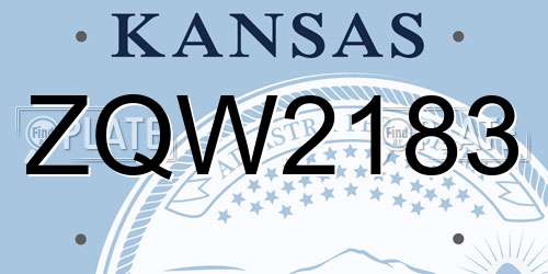 ZQW2183 Kansas License Plate