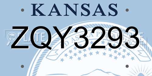 ZQY3293 Kansas License Plate