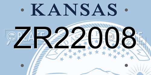 ZR22008 Kansas License Plate