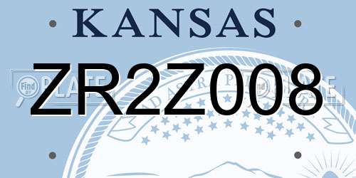 ZR2Z008 Kansas License Plate