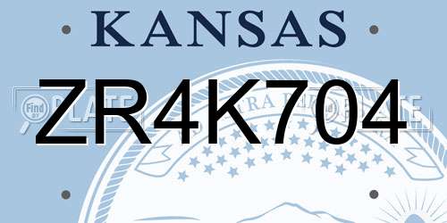 ZR4K704 Kansas License Plate