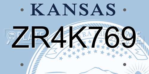 ZR4K769 Kansas License Plate