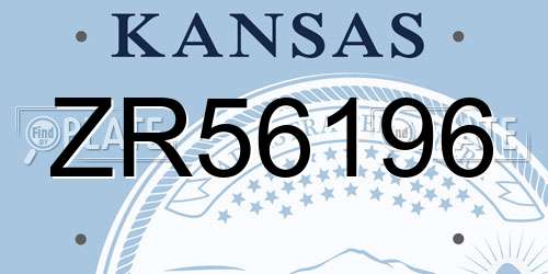 ZR56196 Kansas License Plate