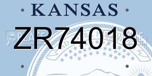 ZR74018 Kansas License Plate
