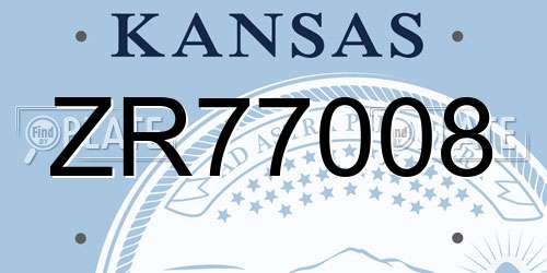 ZR77008 Kansas License Plate
