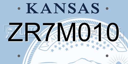 ZR7M010 Kansas License Plate