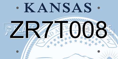 ZR7T008 Kansas License Plate