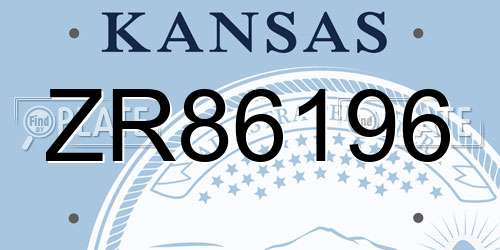 ZR86196 Kansas License Plate