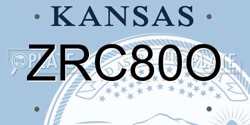 ZRC80O Kansas License Plate