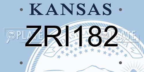 ZRI182 Kansas License Plate