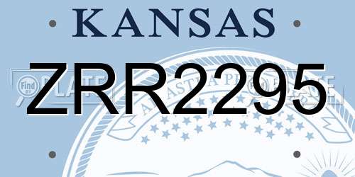 ZRR2295 Kansas License Plate