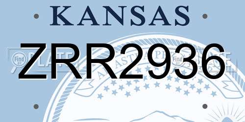 ZRR2936 Kansas License Plate