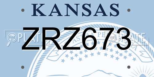 ZRZ673 Kansas License Plate