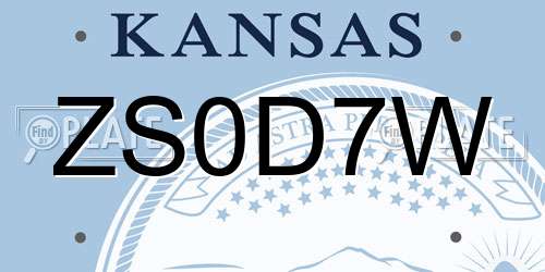 ZS0D7W Kansas License Plate