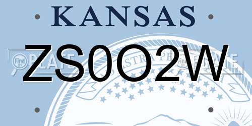ZS0O2W Kansas License Plate