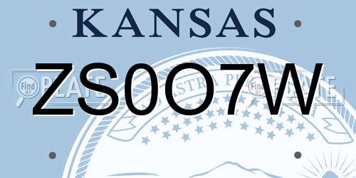 ZS0O7W Kansas License Plate
