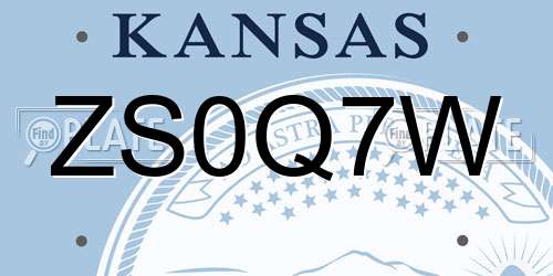 ZS0Q7W Kansas License Plate