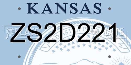ZS2D221 Kansas License Plate