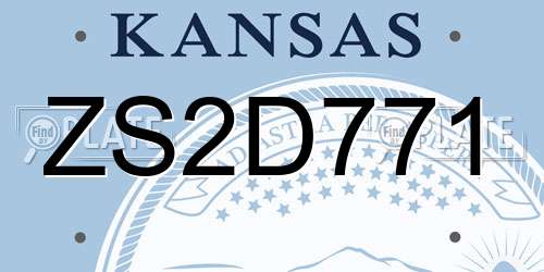 ZS2D771 Kansas License Plate
