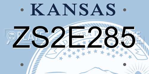 ZS2E285 Kansas License Plate