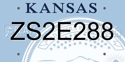 ZS2E288 Kansas License Plate