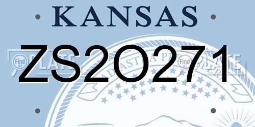 ZS2O271 Kansas License Plate